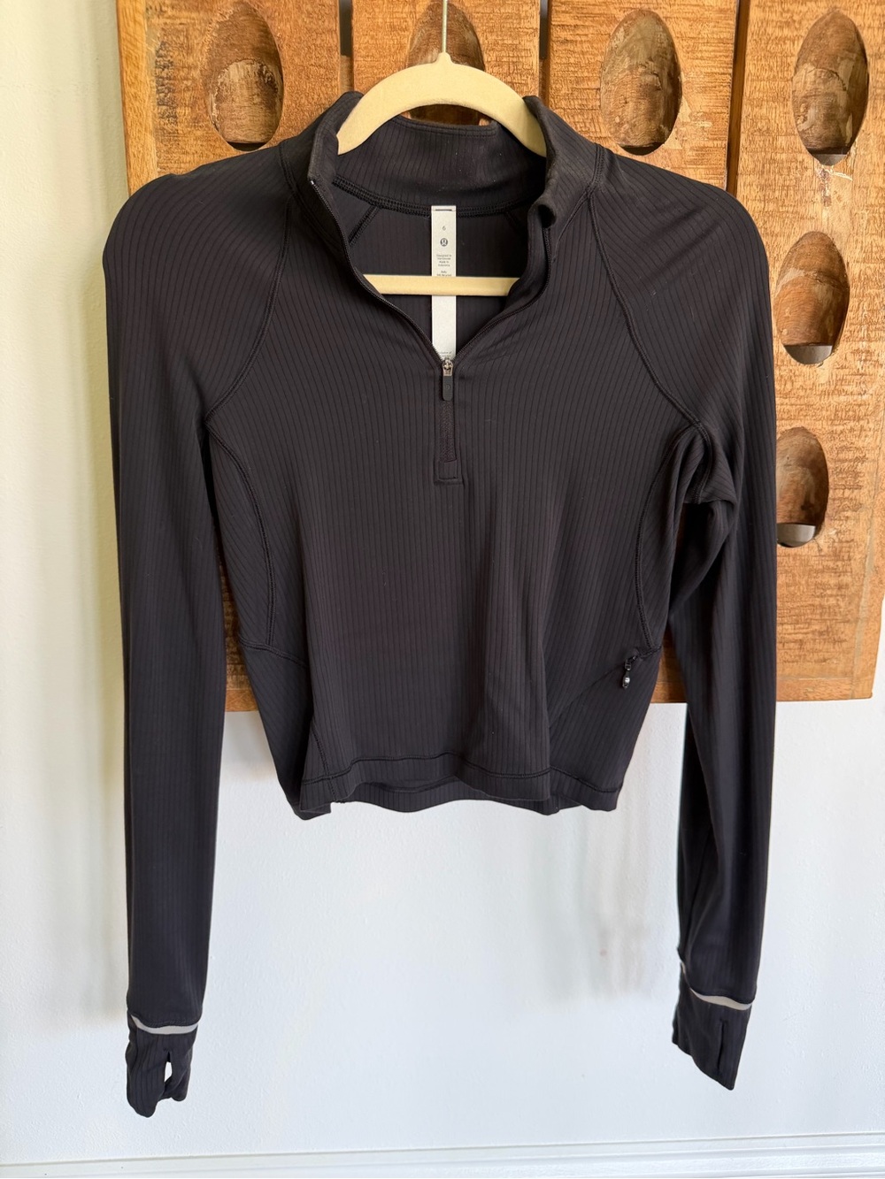 lululemon athletica Black Ribbed Quarter-Zip Long Sleeve Top